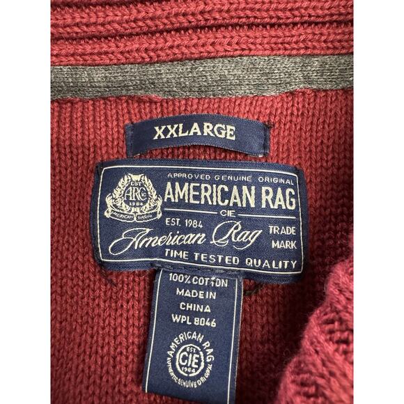 American Rag CIE Men's Multi-Texture Shawl-Collar Sweater Dark Scarlet Red XXL - Picture 3 of 6